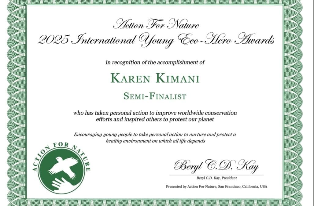 Karen Recognized by Action For Nature as Global Eco Hero Semi-Finalist
