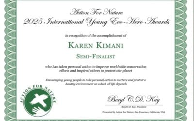 Karen Recognized by Action For Nature as Global Eco Hero Semi-Finalist